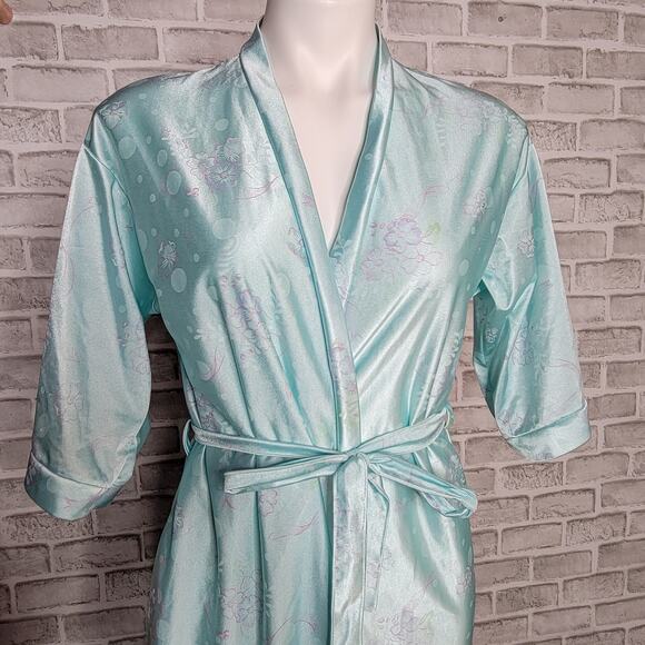 VTG Julie Girl Blue Floral Robe, sz Medium - Picture 2 of 7
